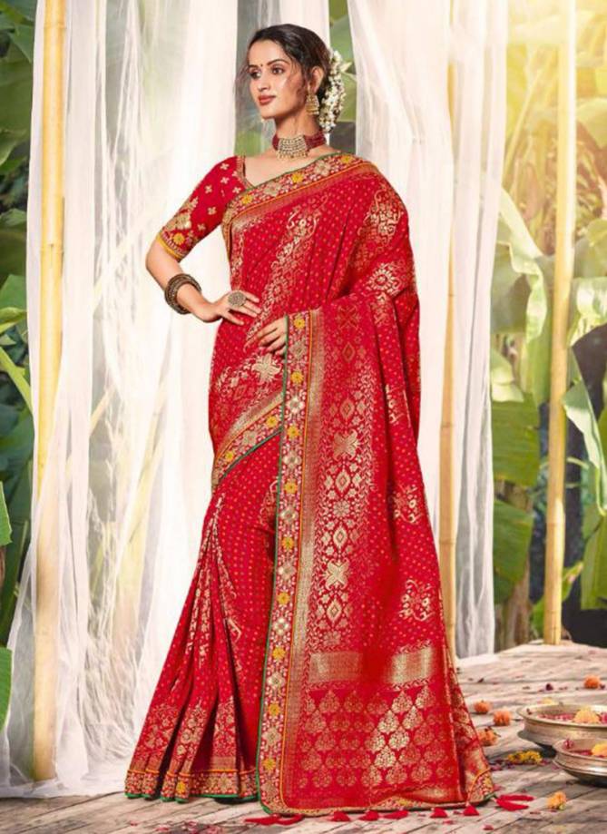 TATHASTU Latest Fancy Designer Heavy Wedding Wear Dola Silk Embroidery Lace Saree Collection